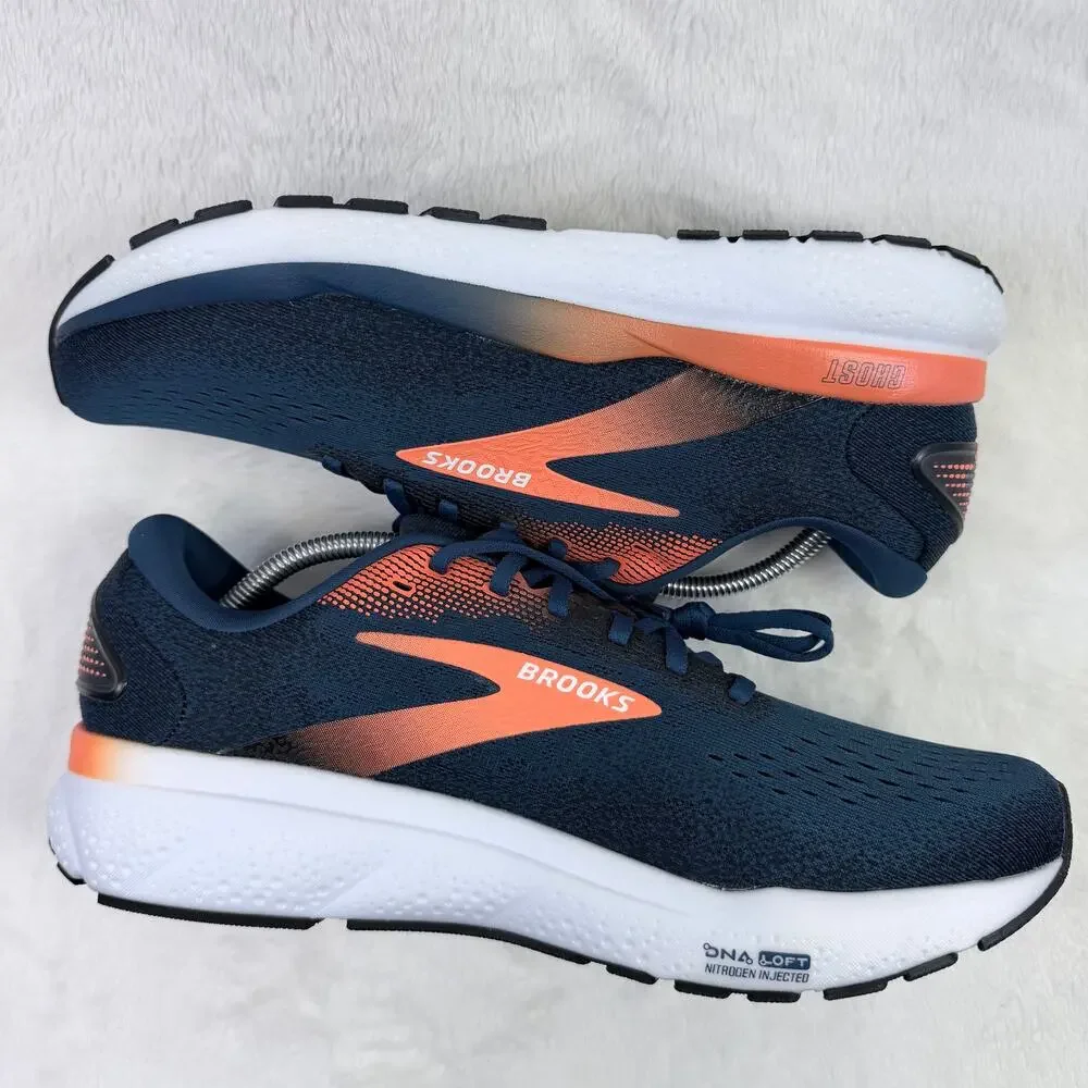 Brooks Ghost 16 Mens Running Shoes Blue Opal Black Nasturtium Size 12 D Sneaker